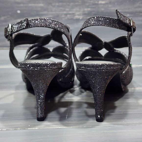 Karen Scott Belindah Sandals Size 7 M Metallic Pewter Open Toe Slingback Heels - Picture 9 of 13